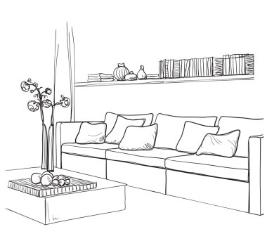 Modern iç Oda kroki.