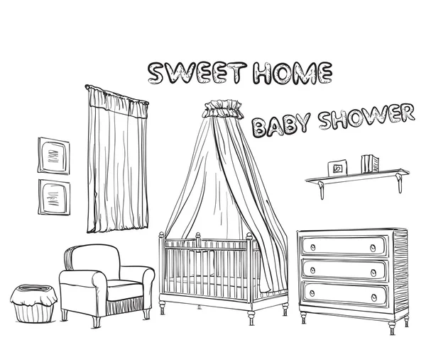 Möbler för barnrummet. — Stock vektor