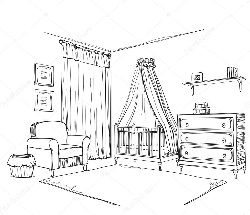 Hand drawn childrens room 