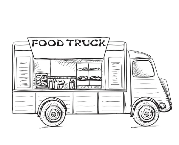 Camion cibo disegnato a mano . — Vettoriale Stock
