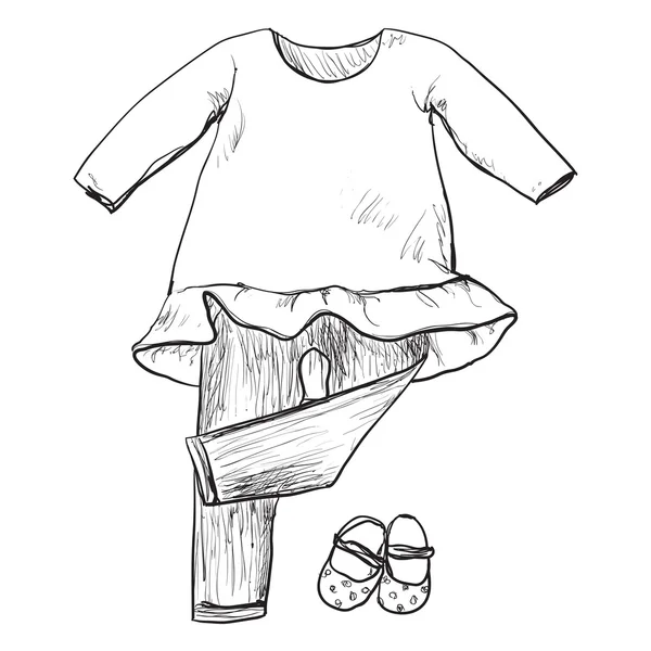 Dibujo de ropa para niñas — Vector de stock