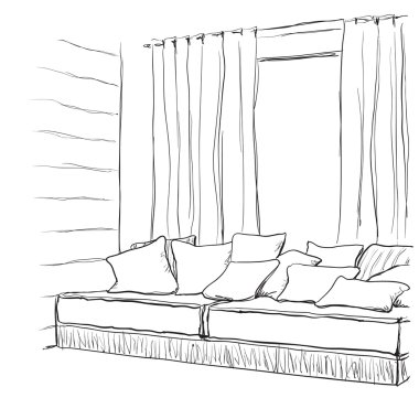 Modern iç el vektör çizim çizimi.