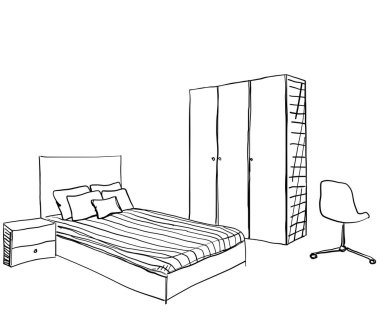 Yatak odası iç taslak. Gençler için oda