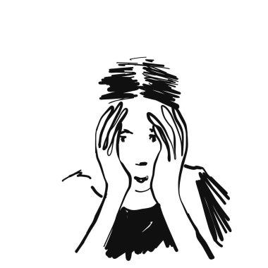 Depresyondaki insan. Düşünce ve kafa karışıklığı. Stres tasviri