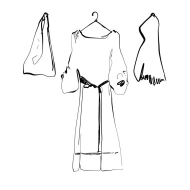 Duş için cübbe, bornoz, karalama, çizim