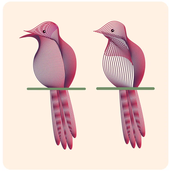 手工绘制的轮廓鸟类图鉴. — 图库矢量图片