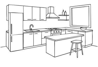 Ada modern mutfak iç kroki.