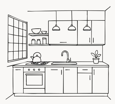 Mutfak iç çekme, vektör çizim