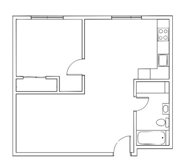 Çizgi çizimi daire projesi planı, boş daire