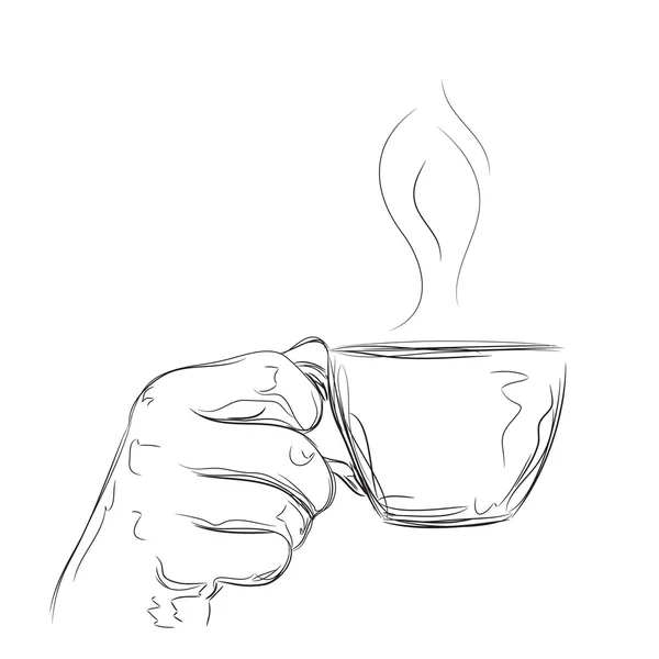 Croquis du bras avec tasse — Image vectorielle