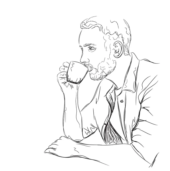 Hombre bebiendo café — Vector de stock