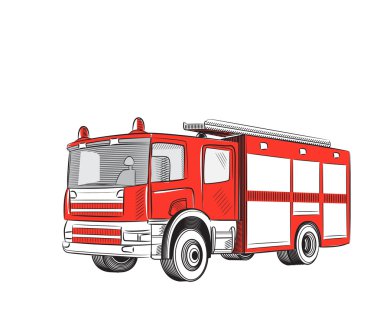 yangın kamyon karikatür