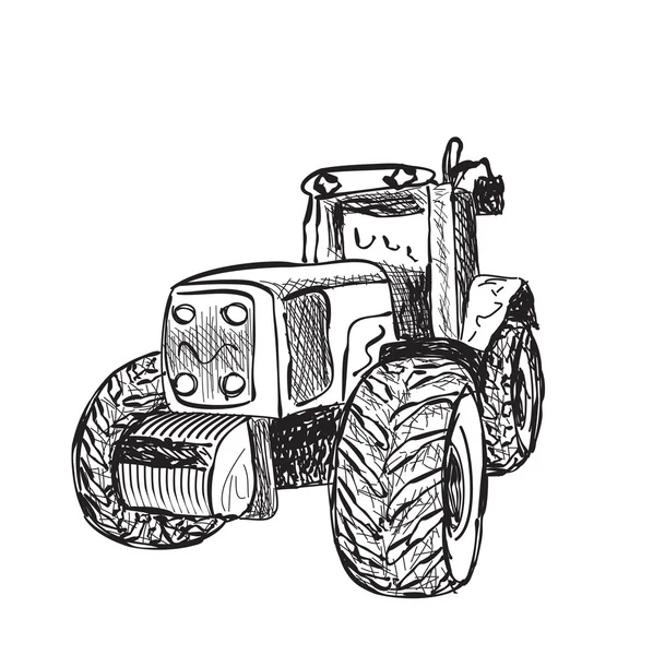 Sketsa traktor - Stok Vektor