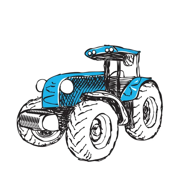 Sketsa traktor - Stok Vektor