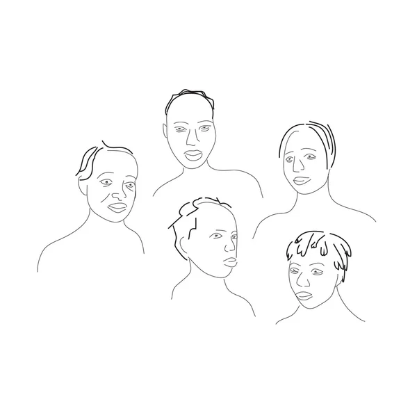Dibujos animados expresiones faciales conjunto — Vector de stock