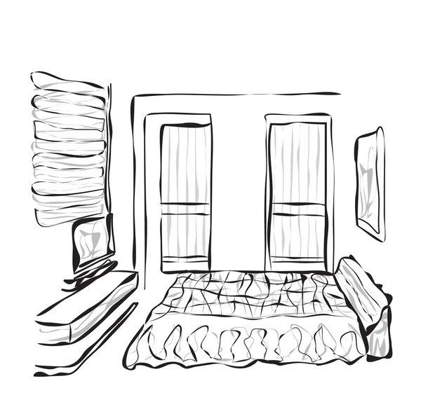 Croquis intérieur de la pièce — Image vectorielle