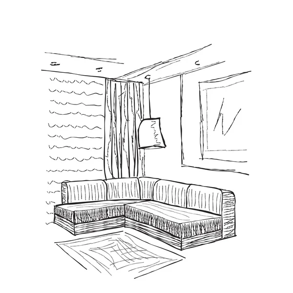 Skizze eines Innenraums — Stockvektor
