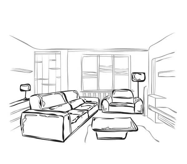 Dibujo interior de ilustración vectorial . — Archivo Imágenes Vectoriales