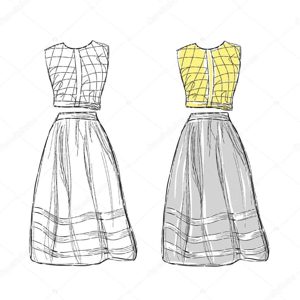 Women dress sketch Stock Illustration by ©Yuliia25 #92660026