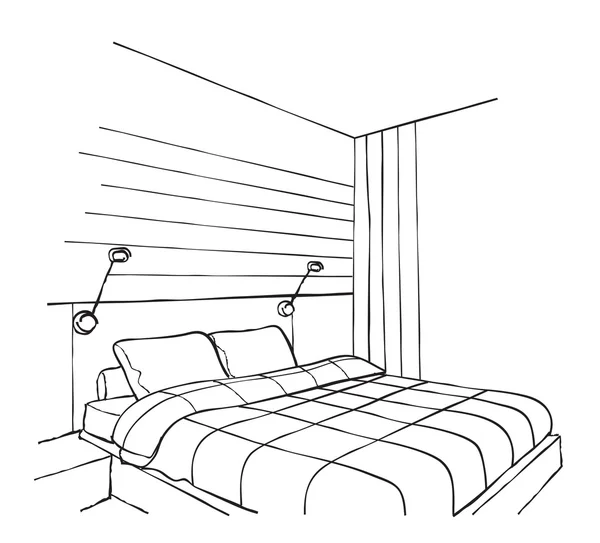 モダンなベッドルームのインテリア — ストックベクタ