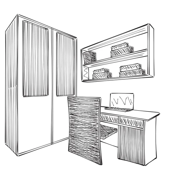 Handgezeichneter Arbeitsplatz — Stockvektor