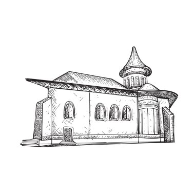 Bina taslağını. Elle çizilmiş illüstrasyon