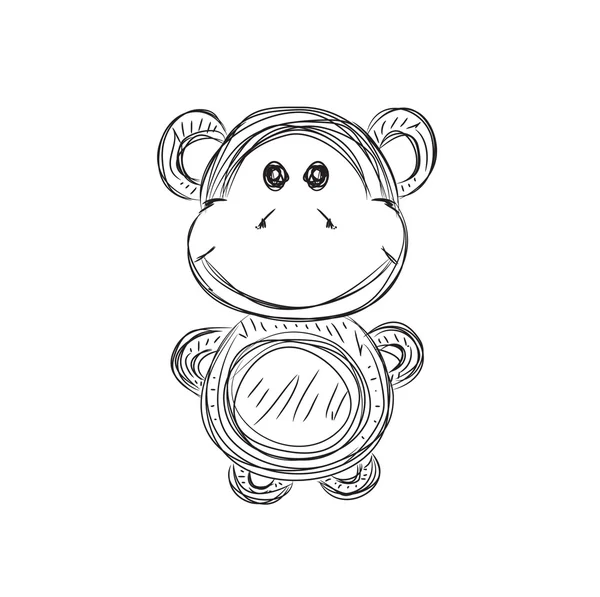 원숭이 그림 스케치 — 스톡 벡터