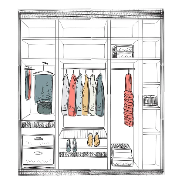 Croquis d'armoire dessiné à la main — Image vectorielle