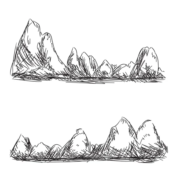 Ručně kreslené hory vektorové ilustrace. — Stockový vektor