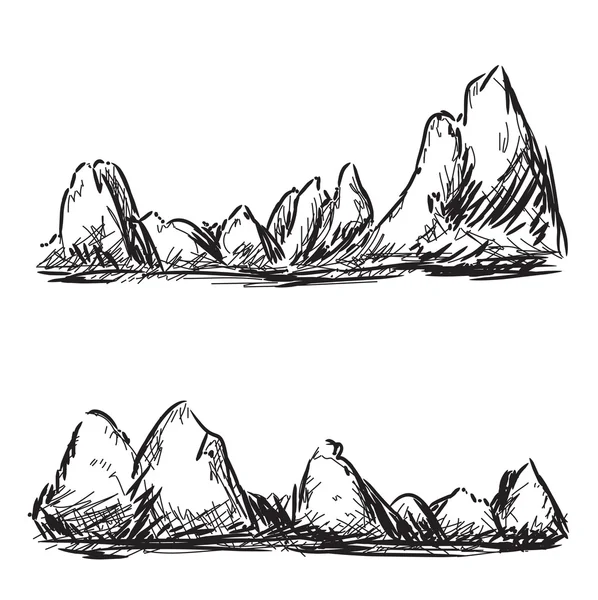 Montañas dibujadas a mano vector ilustración. — Vector de stock