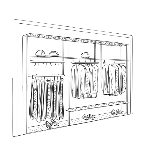 Hand drawn wardrobe sketch — Stock Vector