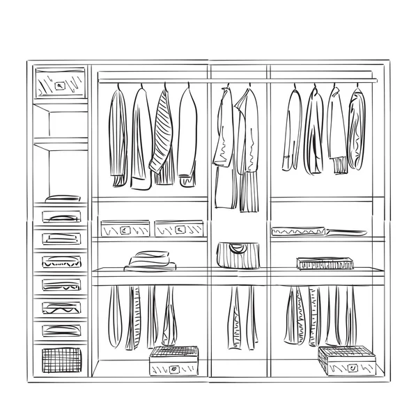 Hand drawn wardrobe sketch — Stock Vector