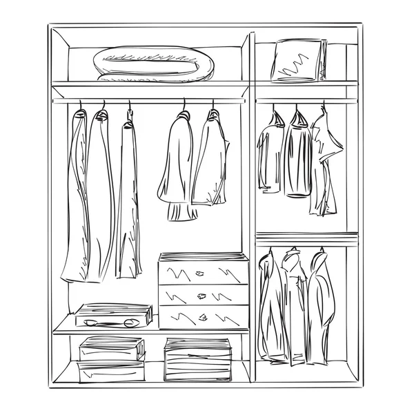 Hand drawn wardrobe sketch — Stock Vector