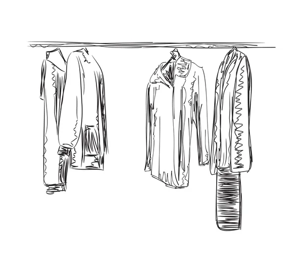 Boceto de armario dibujado a mano. Traje de vestir para hombre . — Vector de stock