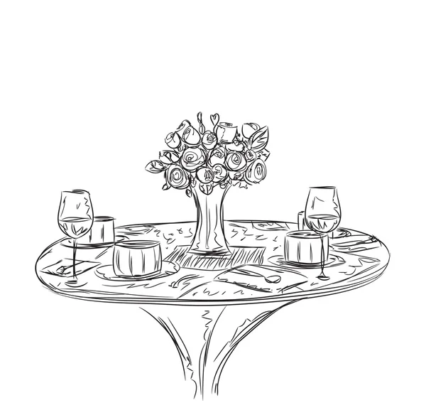 Vector ilustración de una mesa romántica para dos — Archivo Imágenes Vectoriales