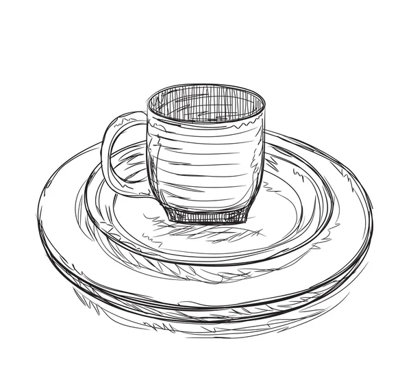 Тарелка и чашка — стоковый вектор
