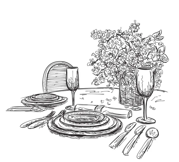 Illustration vectorielle d'une table romantique pour deux — Image vectorielle