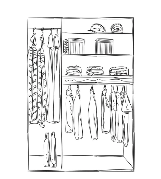 Hand drawn wardrobe sketch. — Stock Vector