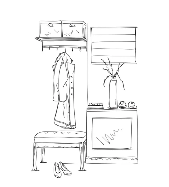 手绘制的衣柜素描 — 图库矢量图片