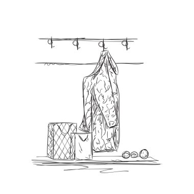 Elle çizilmiş gardırop kroki