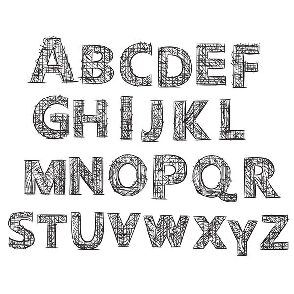 Alphabet vectoriel. lettres dessinées à la main — Image vectorielle