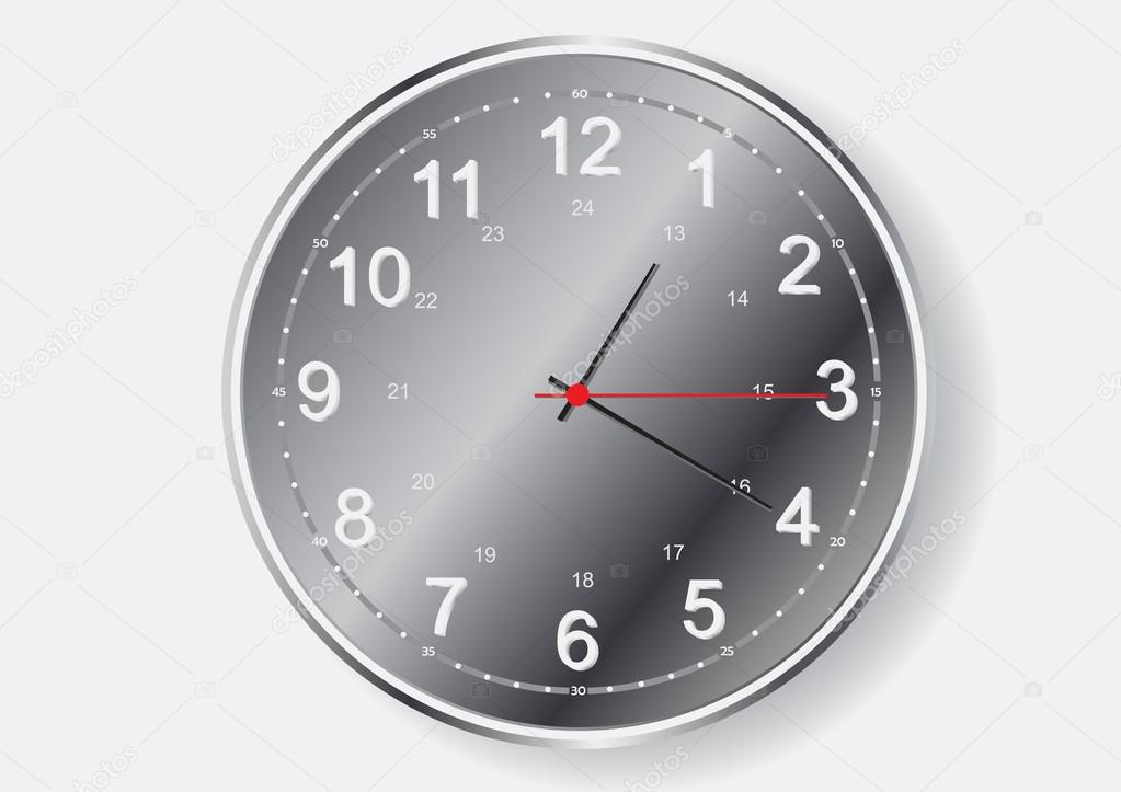 Round wall clock vector Illustration