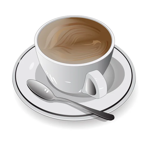 Taza de café blanco sobre fondo blanco, Vector Ilustración — Vector de stock
