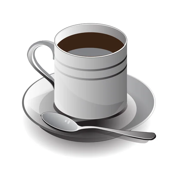 Taza de café blanco sobre fondo blanco, Vector Ilustración — Vector de stock