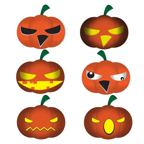 Ensemble de drôles de dessins animés Halloween, mignon Jack-o-lanterne, pompe effrayant — Image vectorielle
