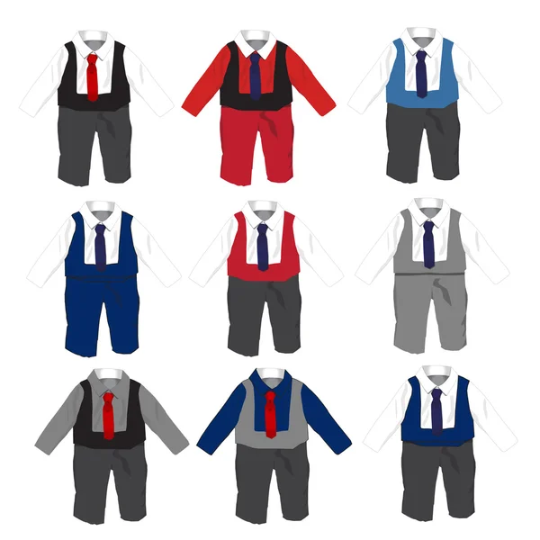 Baby Boy formelle Partykleidung mit Krawatte, Vektorillustration. — Stockvektor