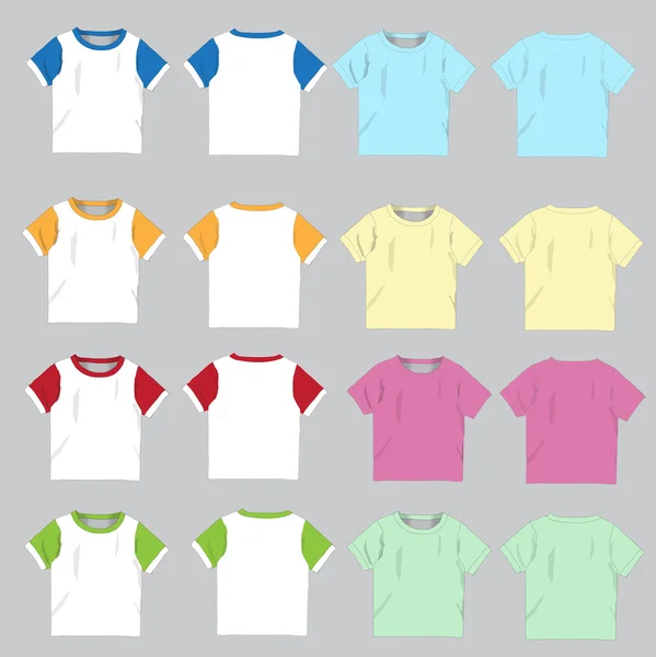 Leere T-Shirt-Vorlage. Vorne und hinten, Vektor-Illustration. — Stockvektor