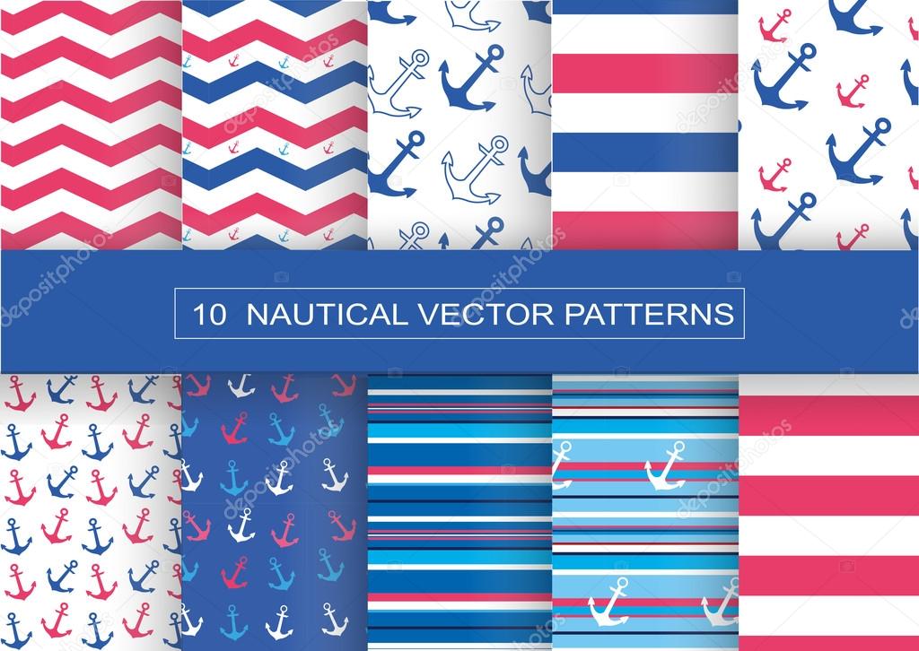 10 NAUTICAL VECTOR PATTERNS