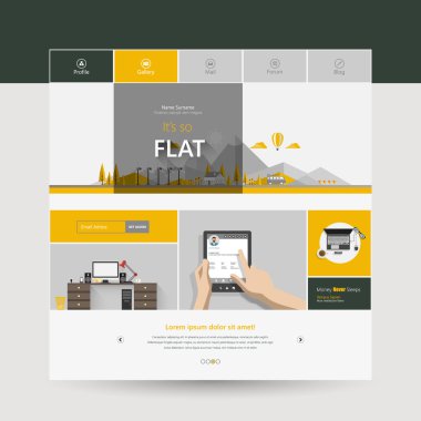 Düz stil Web sitesi tasarımı.