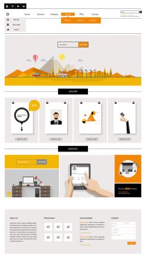Düz stil Web sitesi tasarımı.